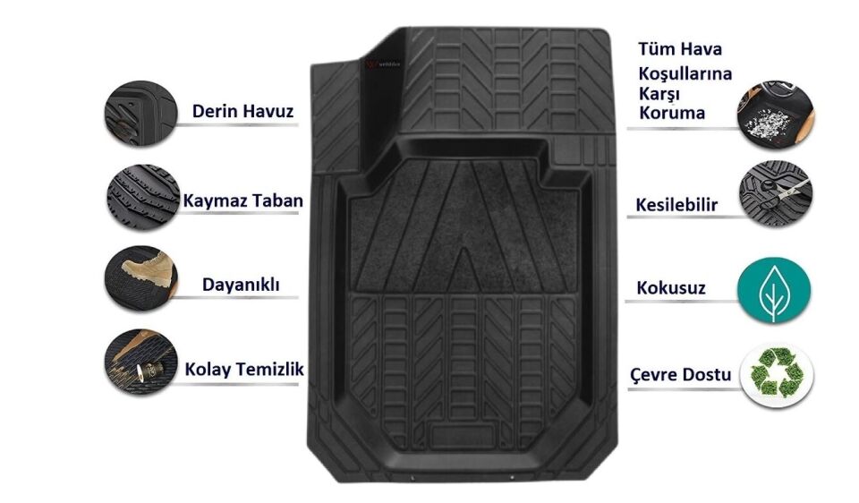 Seat İbiza HB 2019 3D HAVUZLU ÇOK YUMUŞAK-KOKUYAPMAZ-ESNEK-KESİLEBİLİR OTO PASPAS